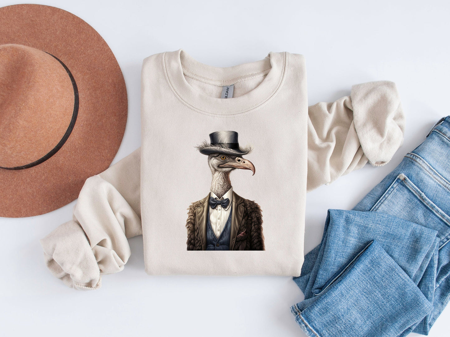 Regal Refined Sublimation Bundle: Gentleman Ostrich Full Body Illustrations for Apparel, Prints, Crafts