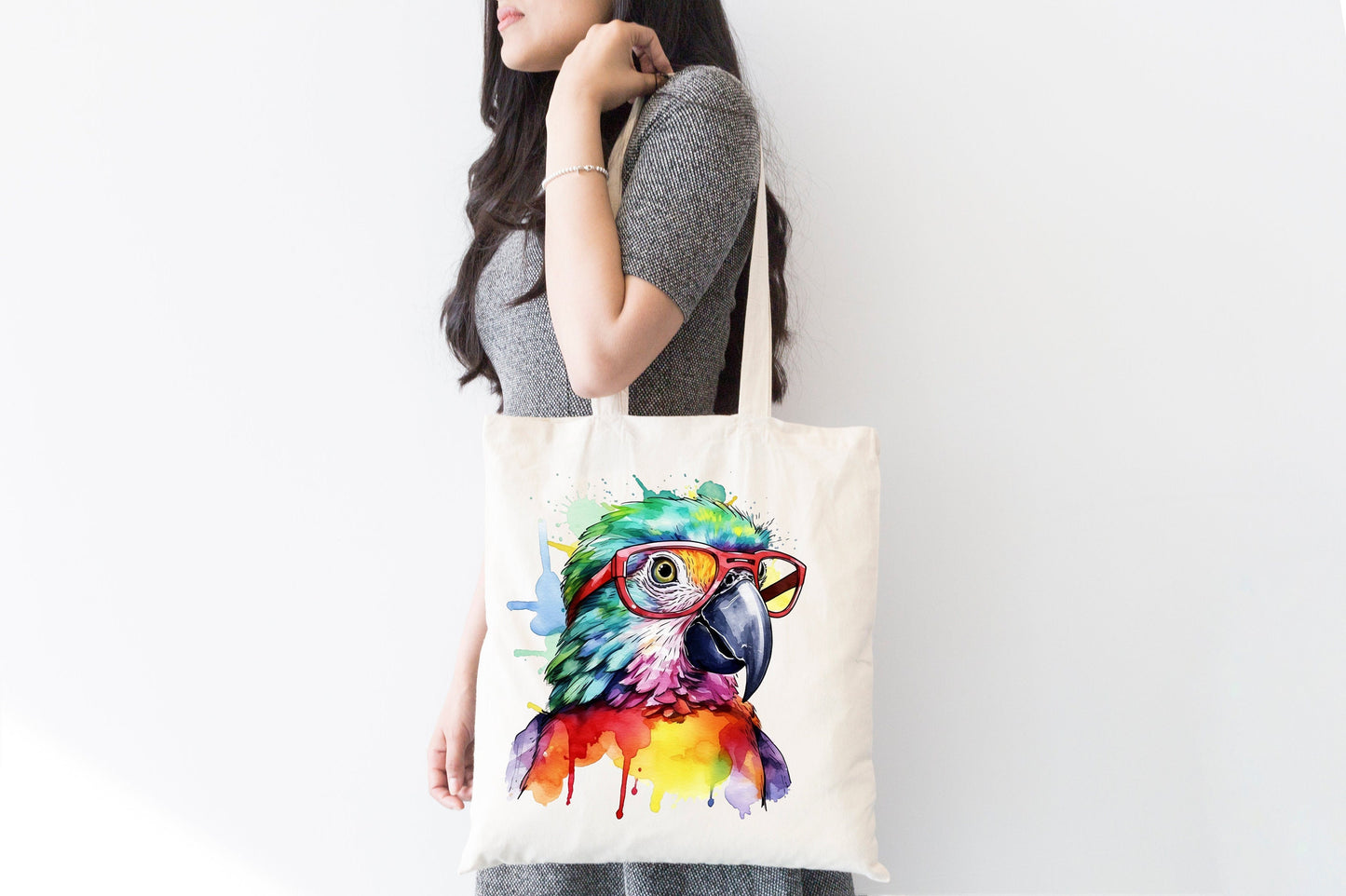 Quirky Feathered Geek Clip Art: Vibrant Parrot Sublimation Graphics