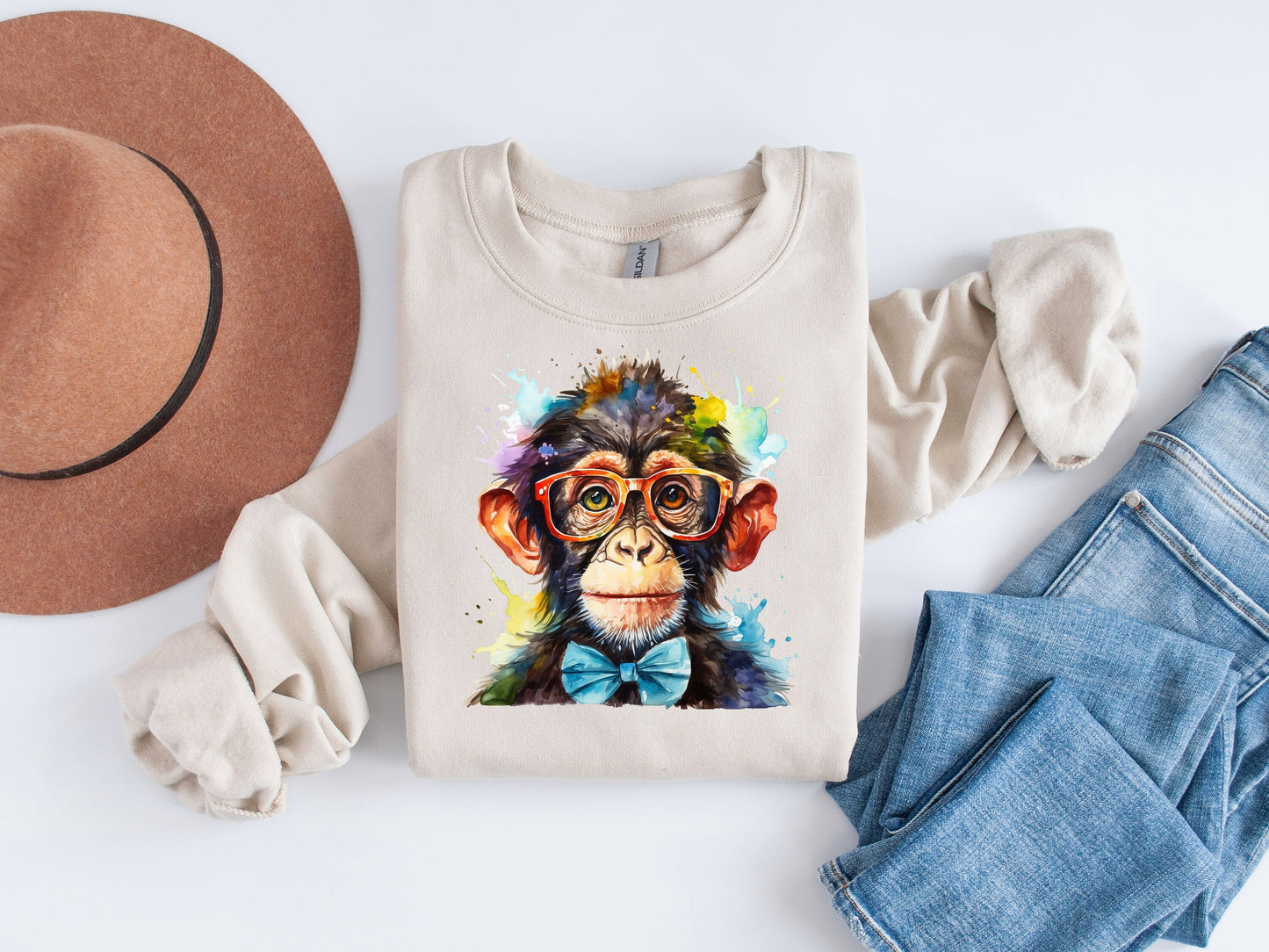 Geek Chic: Vibrant Nerd Monkey Sublimation Clipart Set