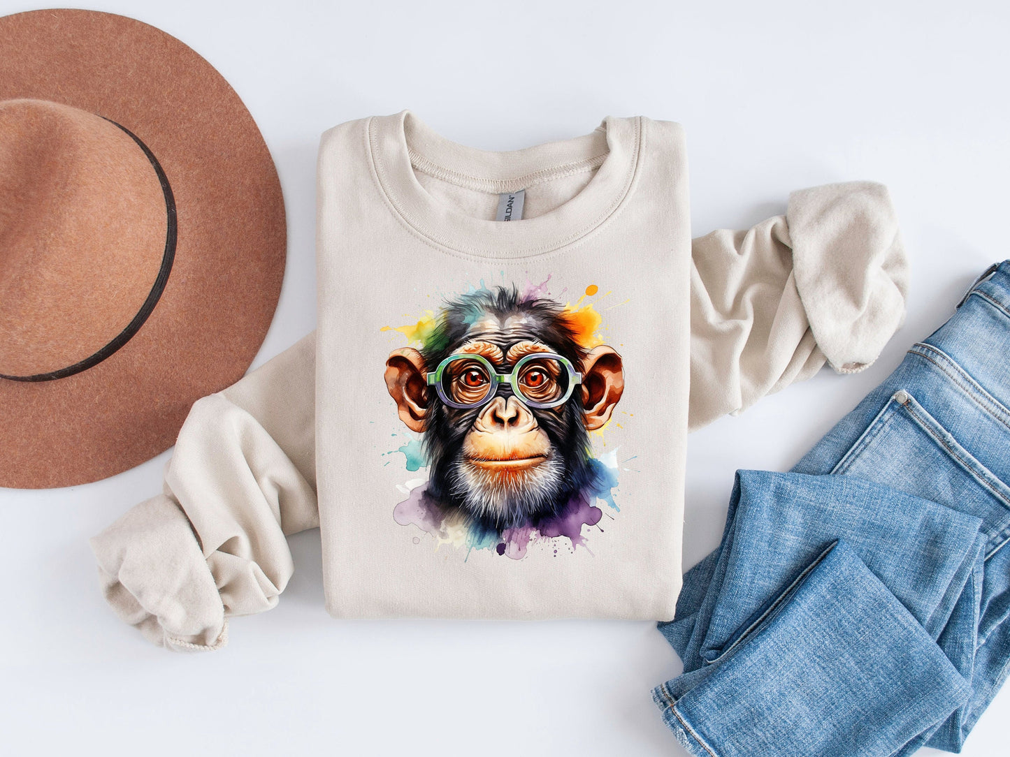 Nerdy Monkey Adventures: Vibrant Geeky Nerd Sublimation Clipart