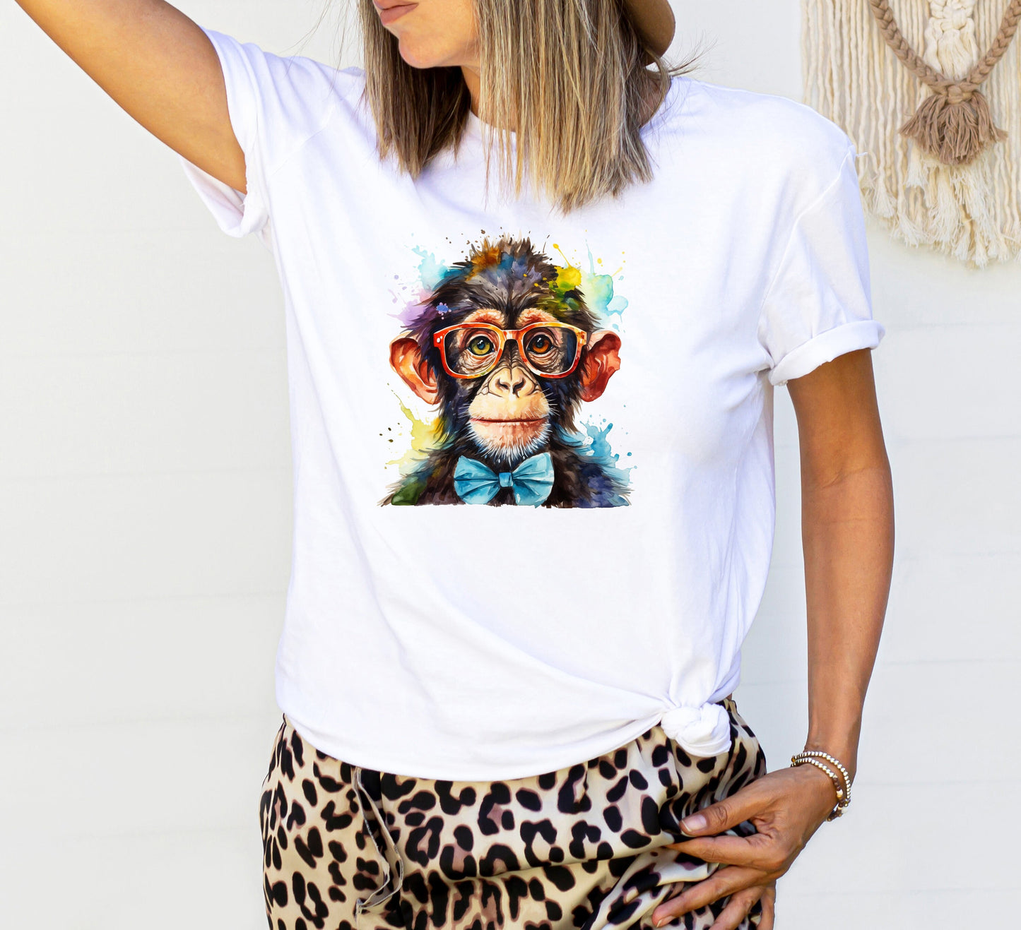 Geek Chic: Vibrant Nerd Monkey Sublimation Clipart Set