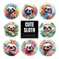 Tropical Sloth Sublimation Clip Art Bundle