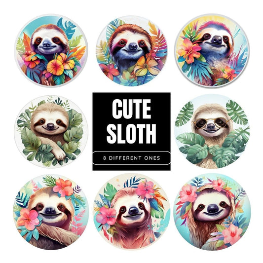 Tropical Sloth Sublimation Clip Art Bundle