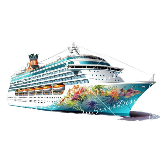 Cruising the Caribbean Waves: Sublimation Design with Ship in Island Flair