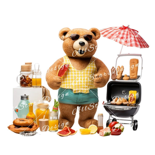Grill Master's Delight: BBQ Bear Sublimation Design for Cookout Enthusiasts
