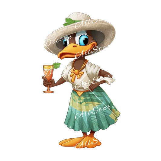 Quack-tastic Caribbean Vibes: Duck Sublimation Design with Island Flair