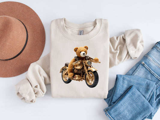 Born to Ride: Motorcycle Bear Sublimation Design for Adventure