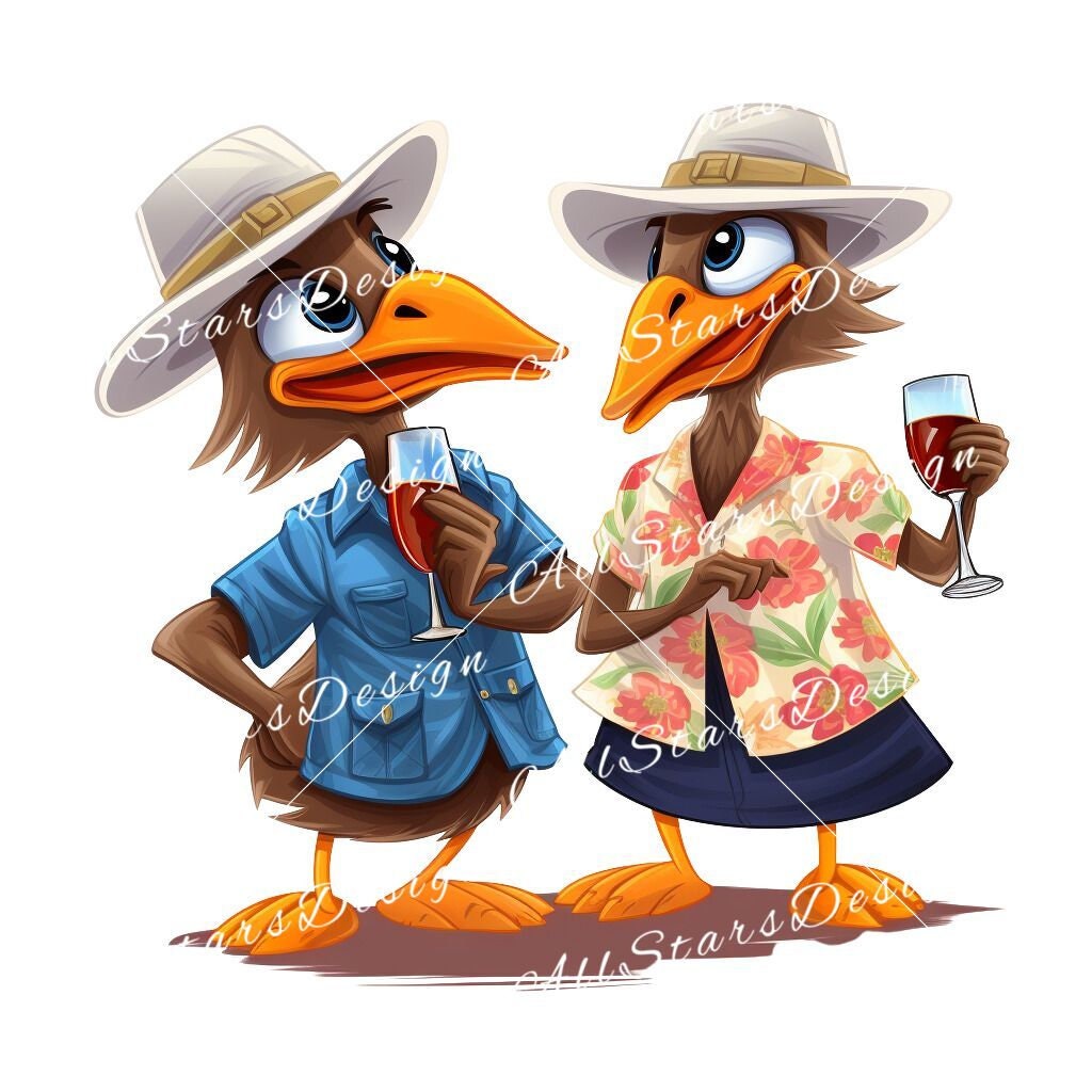 Paradise Feathers: Hawaiian Shirt Party Ducks Sublimation Design for Quack-tastic Celebrations