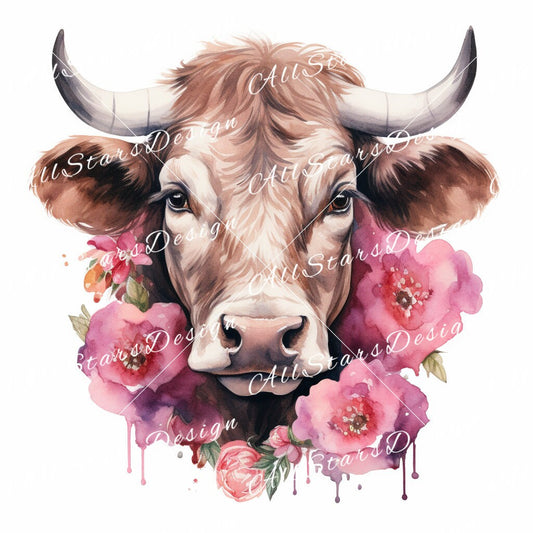 Western Wilderness: Buffalo Floral Sublimation Clipart for Nature Lovers