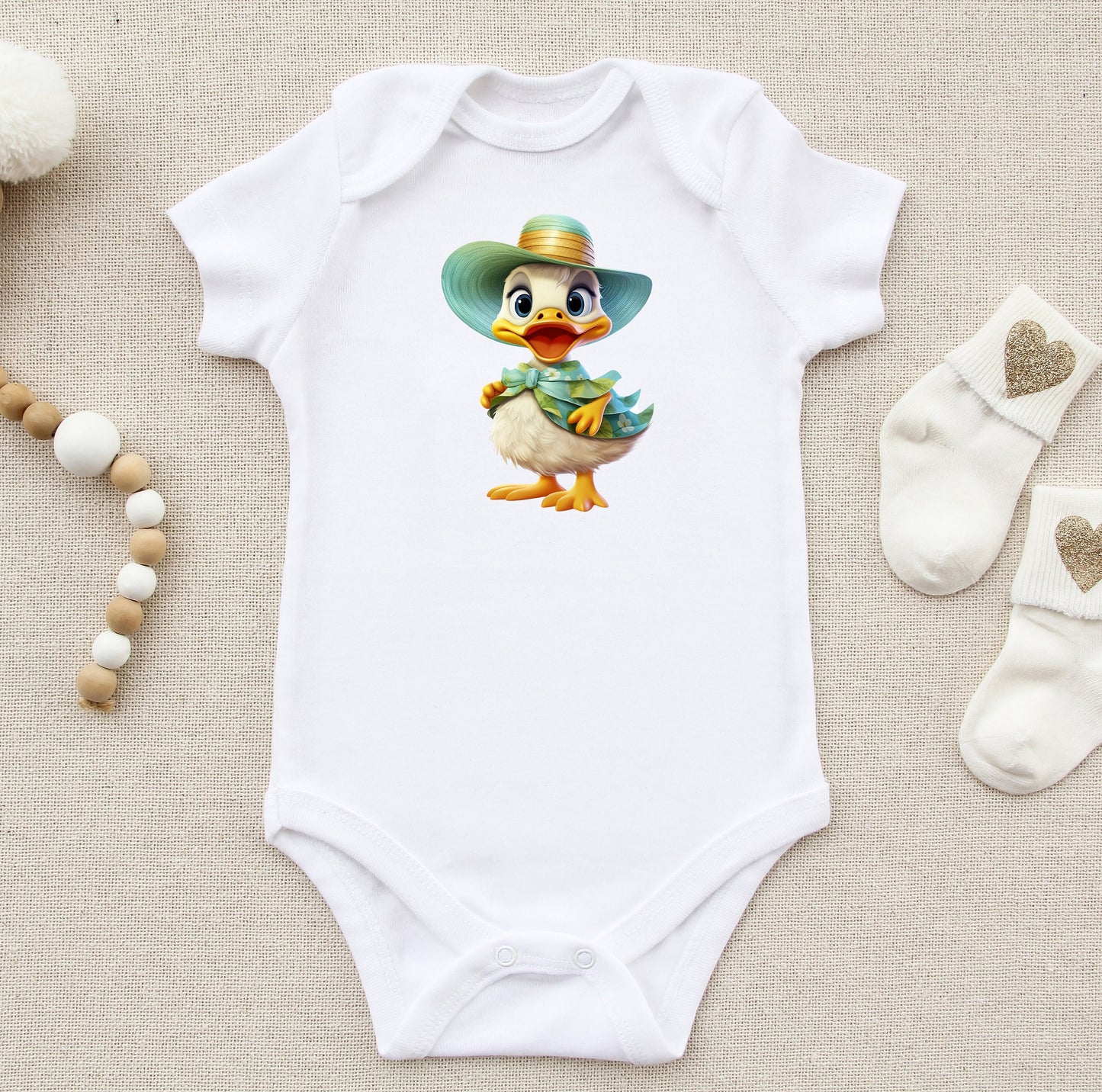 Caribbean Chic: Lady Duck Sublimation Design in Tropical Paradise