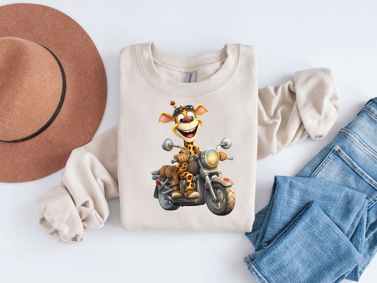 Giraffe on a Motorcycle: Quirky Adventure Sublimation
