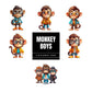 Nerd Monkey Sublimation Clipart Set: Colorful Cartoon Geek Graphics