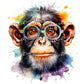 Nerdy Monkey Adventures: Vibrant Geeky Nerd Sublimation Clipart