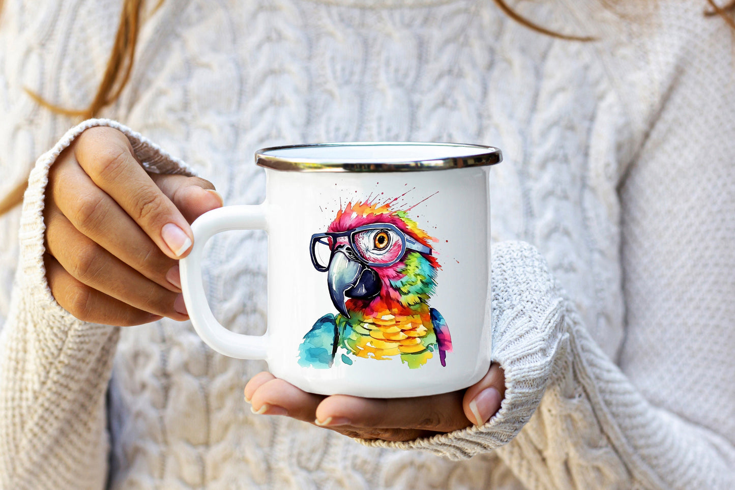 Colorful Geeky Parrot: Vibrant Sublimation Clip Art for Whimsical Creations