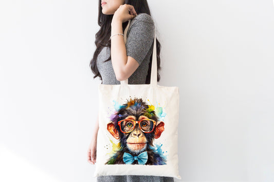 Geek Chic: Vibrant Nerd Monkey Sublimation Clipart Set