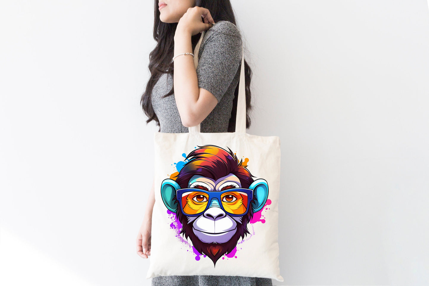 Whimsical Geeky Nerd Monkey: Vibrant Cartoon Sublimation Clipart