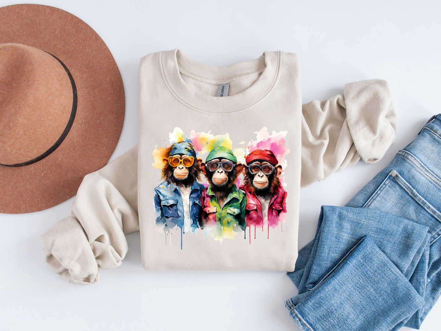 Monkey Squad: Playful Group Photo Sublimation Shirt Design - Monkey Shirt Sublimation