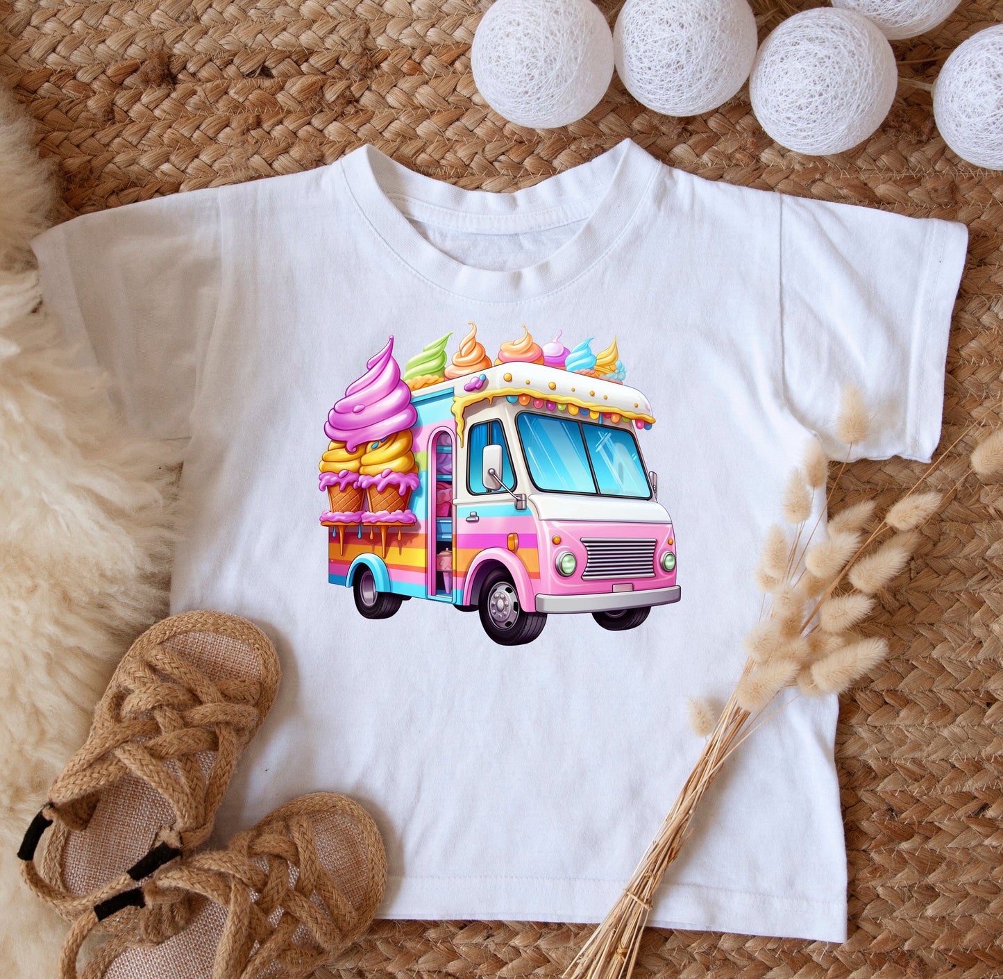 Sweet Delights: Vibrant Ice Cream Truck Sublimation Clip Art