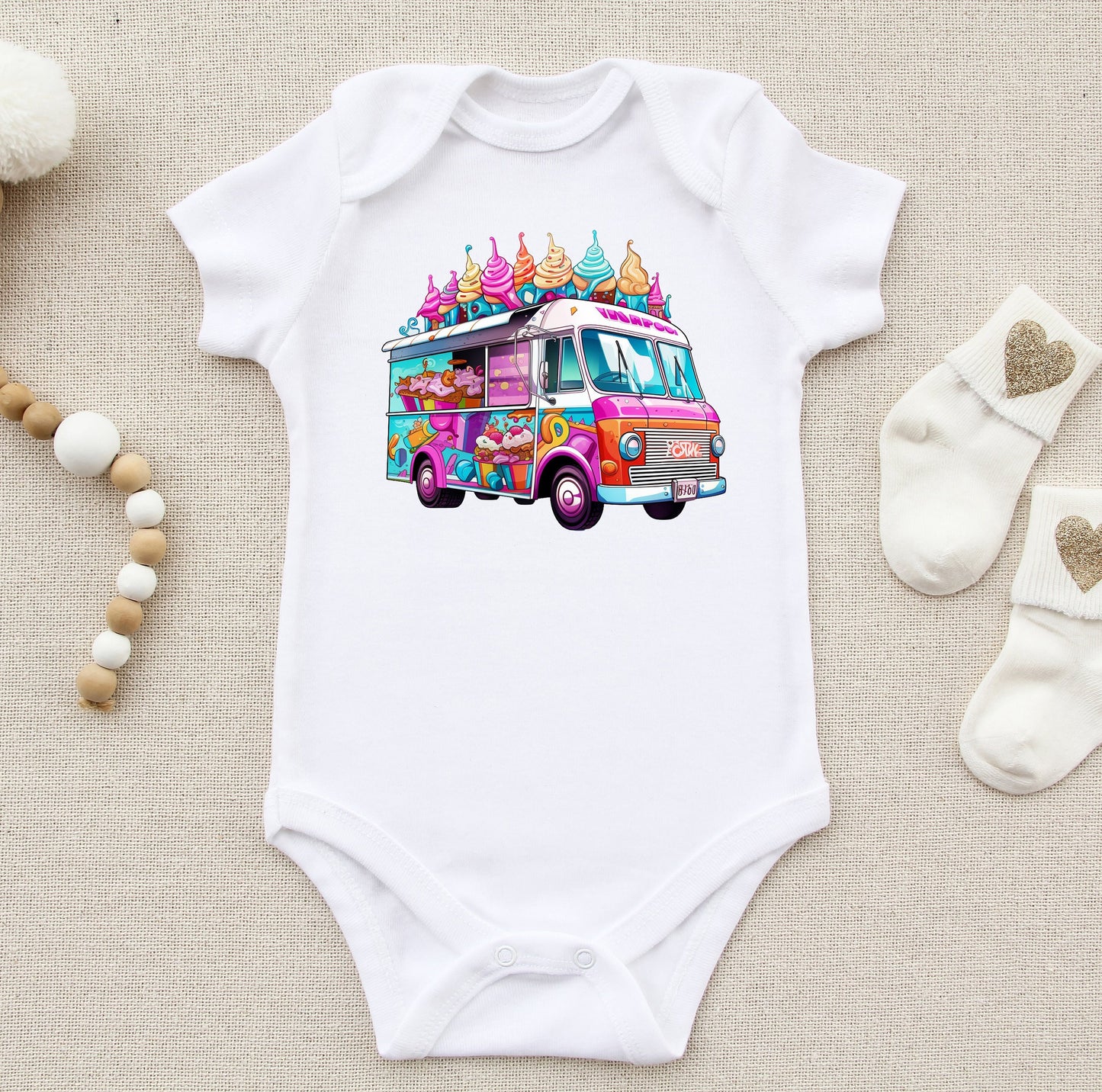 Sweet Delights: Vibrant Ice Cream Truck Sublimation Clip Art