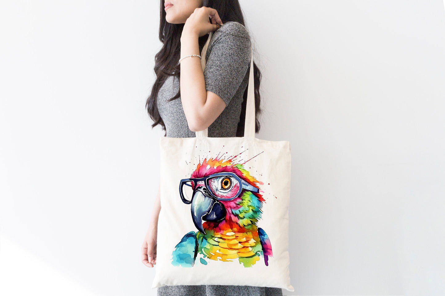 Colorful Geeky Parrot: Vibrant Sublimation Clip Art for Whimsical Creations