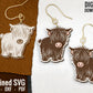 Cute Highland Cow Hair Clips + Matching Earring SVG File Set, Western Hair Clip Files + Earring SVG Files, Claw Hair Clip Laser Design Set