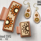 Sunflower Hair Clips SVG + Matching Earring File Set, Sunflower Claw Clip SVG, Sunflower Hair Clip Laser File, Sunflower SVG Hair Clip Cover