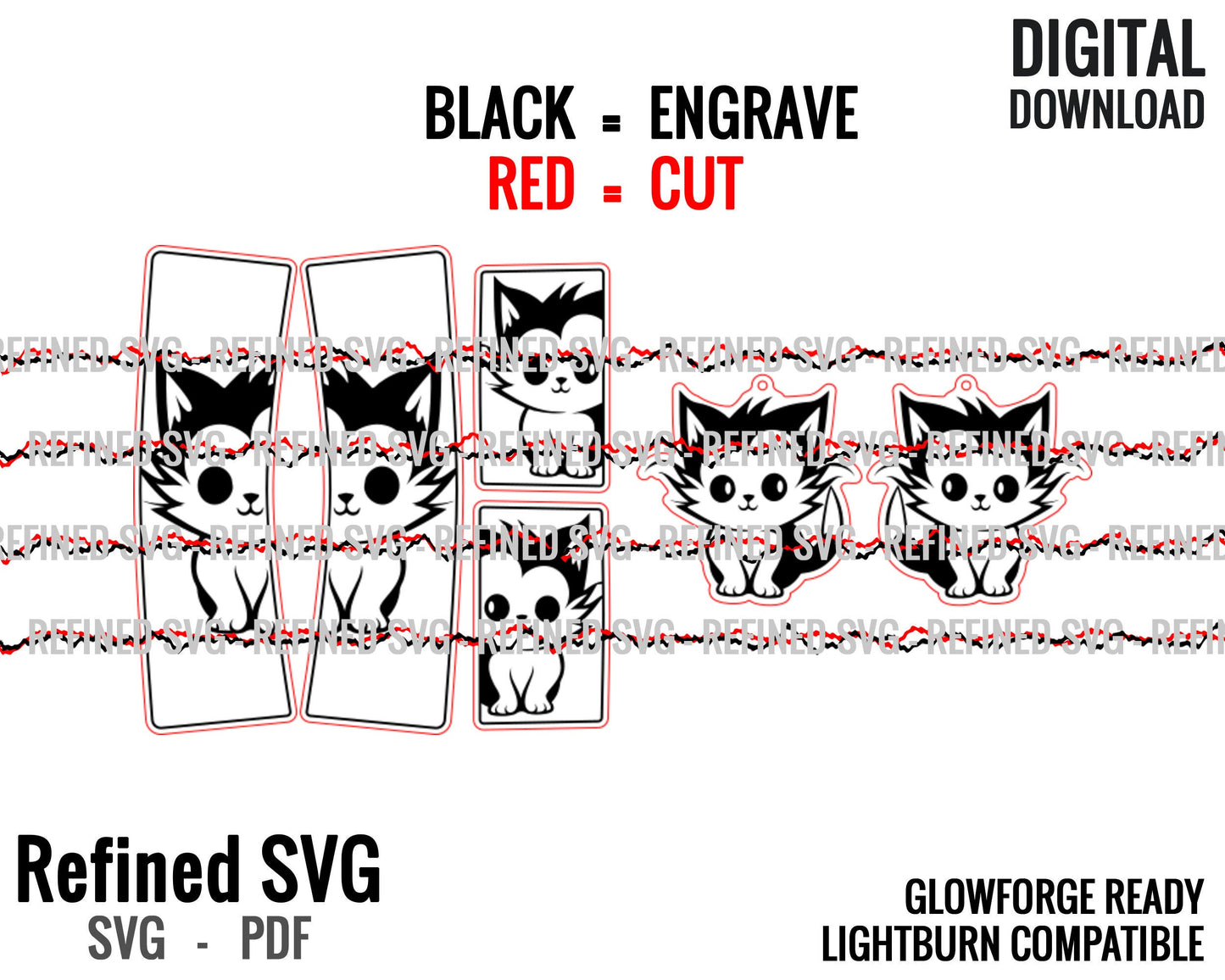 Kitten Hair Clips SVG + Matching Earring File Set, Cat Hair Clip Laser File, Cat Hair Claw Template, Cat Earring SVG, Cat Claw Clip SVG File