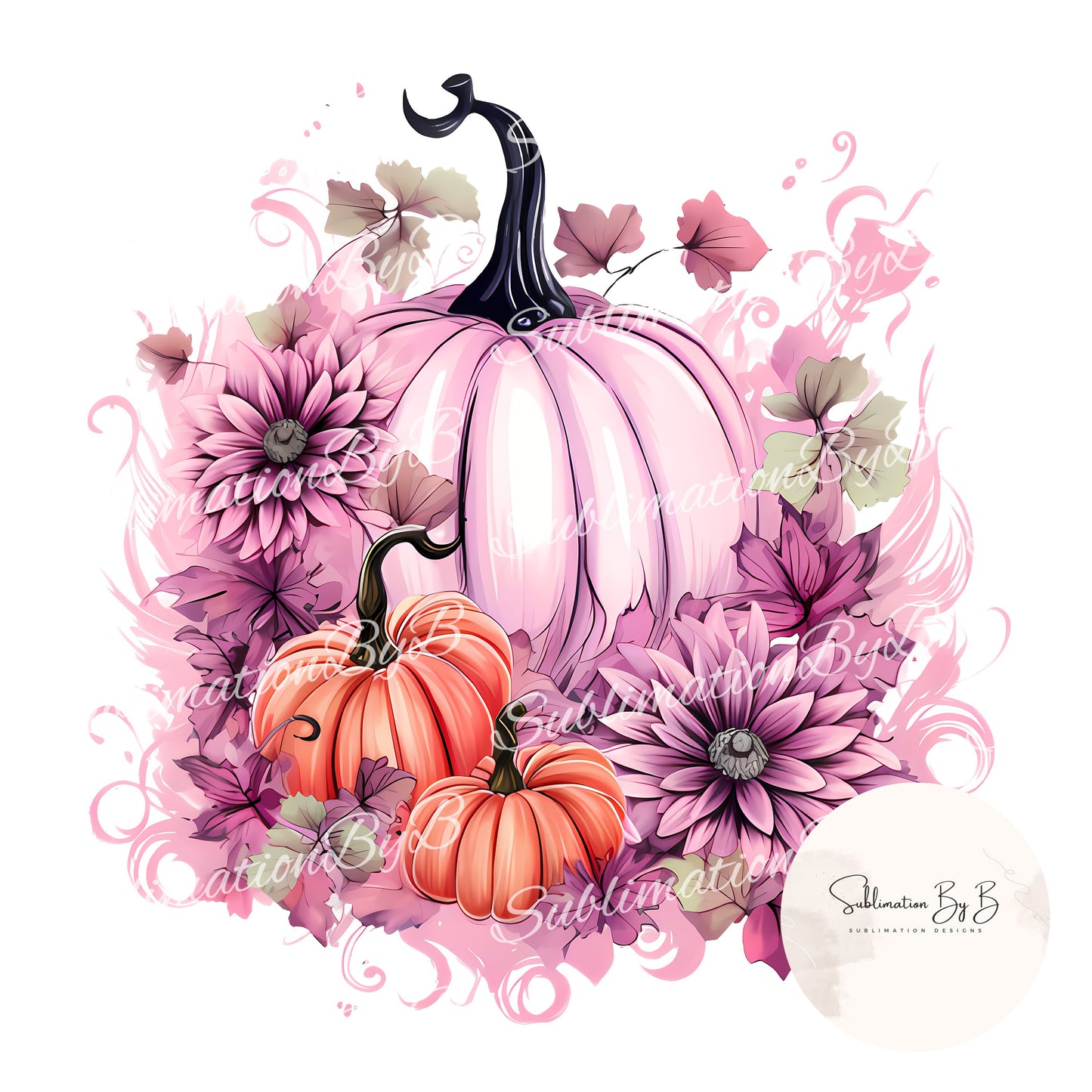 Pink Harvest Delight: Halloween Pumpkin Sublimation T-Shirt Design