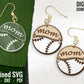Baseball Mom Hair Clips SVG + Matching Earring File Set, Baseball Claw Clip SVG, Baseball Hair Clip File, Hair Claw Template, Earring SVG