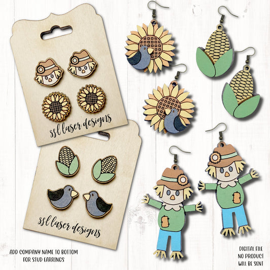 Scarecrow Earrings SVG Cut File, Fall Earrings Laser File, Scarecrow Jewelry Earrings SVG,  Halloween Earrings svg, Harvest Earrings SVG