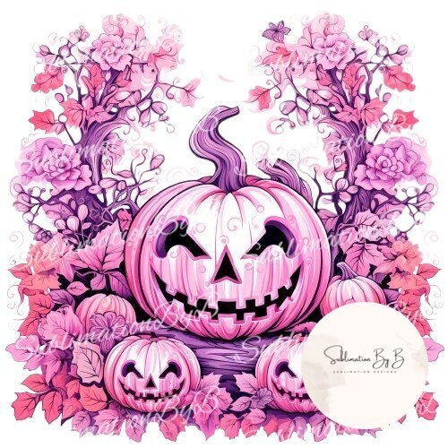 Elegant Pink Pumpkins Sublimation for Halloween T-Shirt