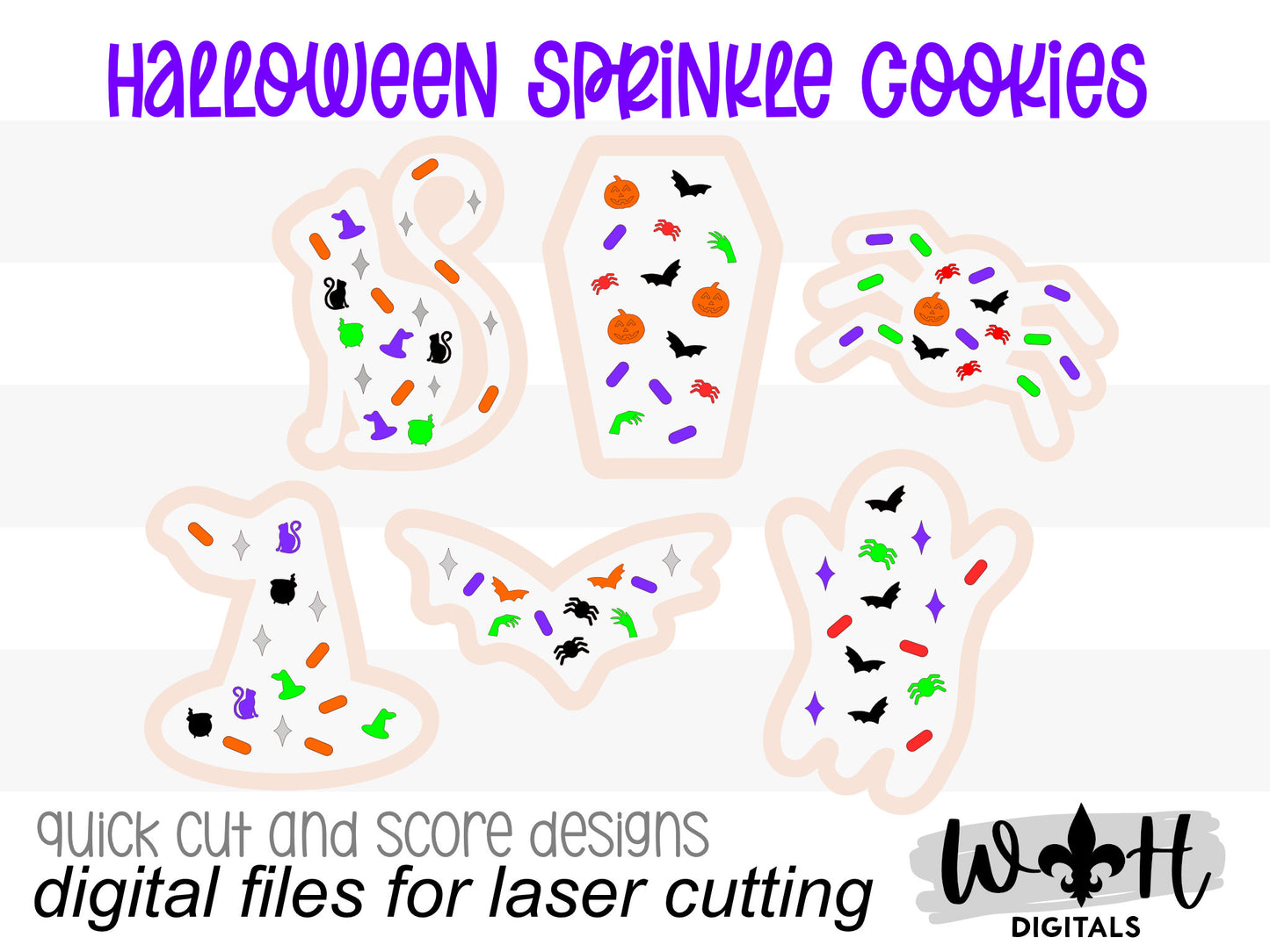 Halloween Sprinkle Cookies Bundle - Seasonal Tiered Tray Decor and DIY Kits - Cut File For Glowforge Lasers - Digital SVG File