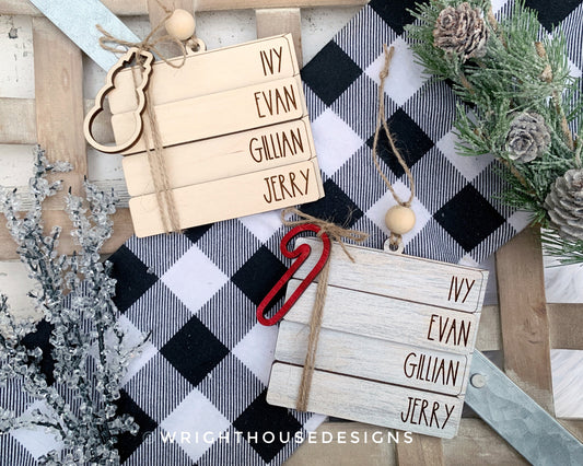 Custom Bookstack Ornaments - Personalizable Family Name Ornaments and Stocking Tags - Cut File For Glowforge Lasers - Digital SVG File