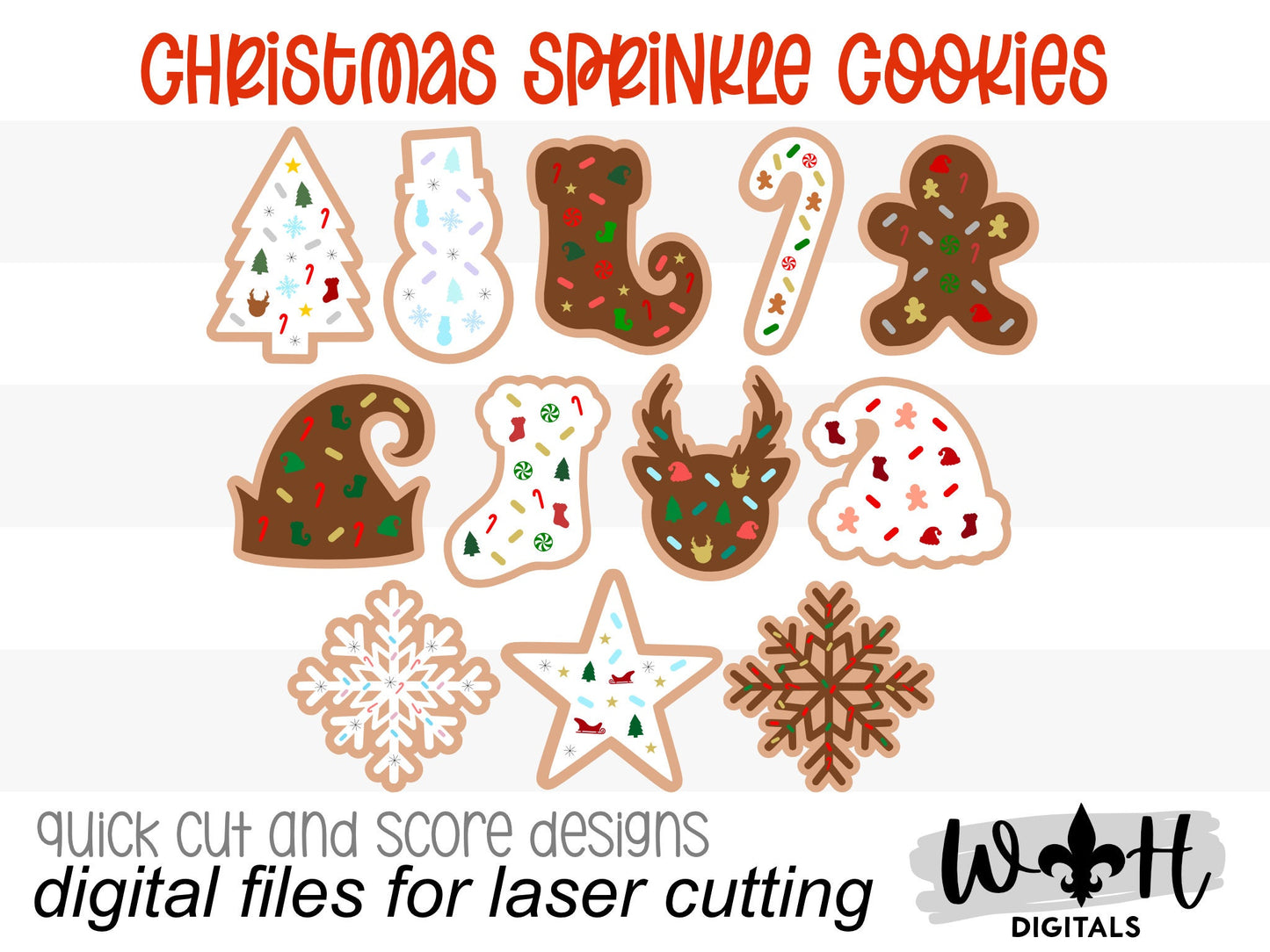 Christmas Frosted Sprinkle Cookies Bundle - Seasonal Tiered Tray Decor and DIY Kits - Cut File For Glowforge Lasers - Digital SVG File