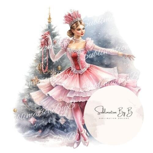 Twinkle Toes  Tinsel Elegant Christmas Ballerina Sublimation Design - Festive Holiday Dance Graphics for DIY Projects