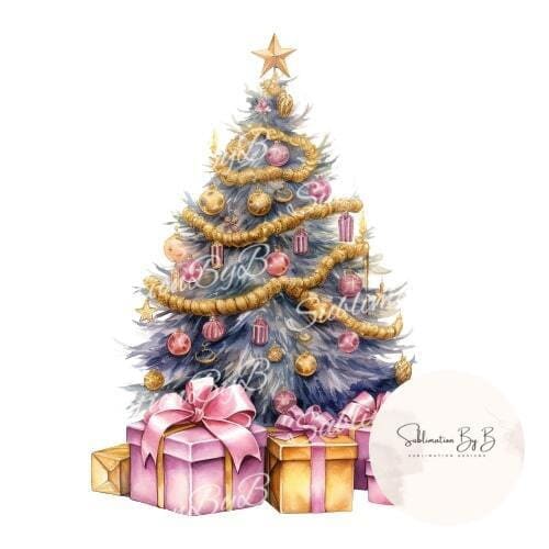 Elegance Unwrapped Christmas Tree with Presents Clip Art - Instant Download for Personal or Small Commercial Use