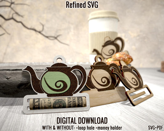 Coffee Money Holder SVG, 3 Coffee Money Clip SVG, Coffee Cash Holder SVG, Coffee Money Holder Ornament File, Coffee Money Ornament File