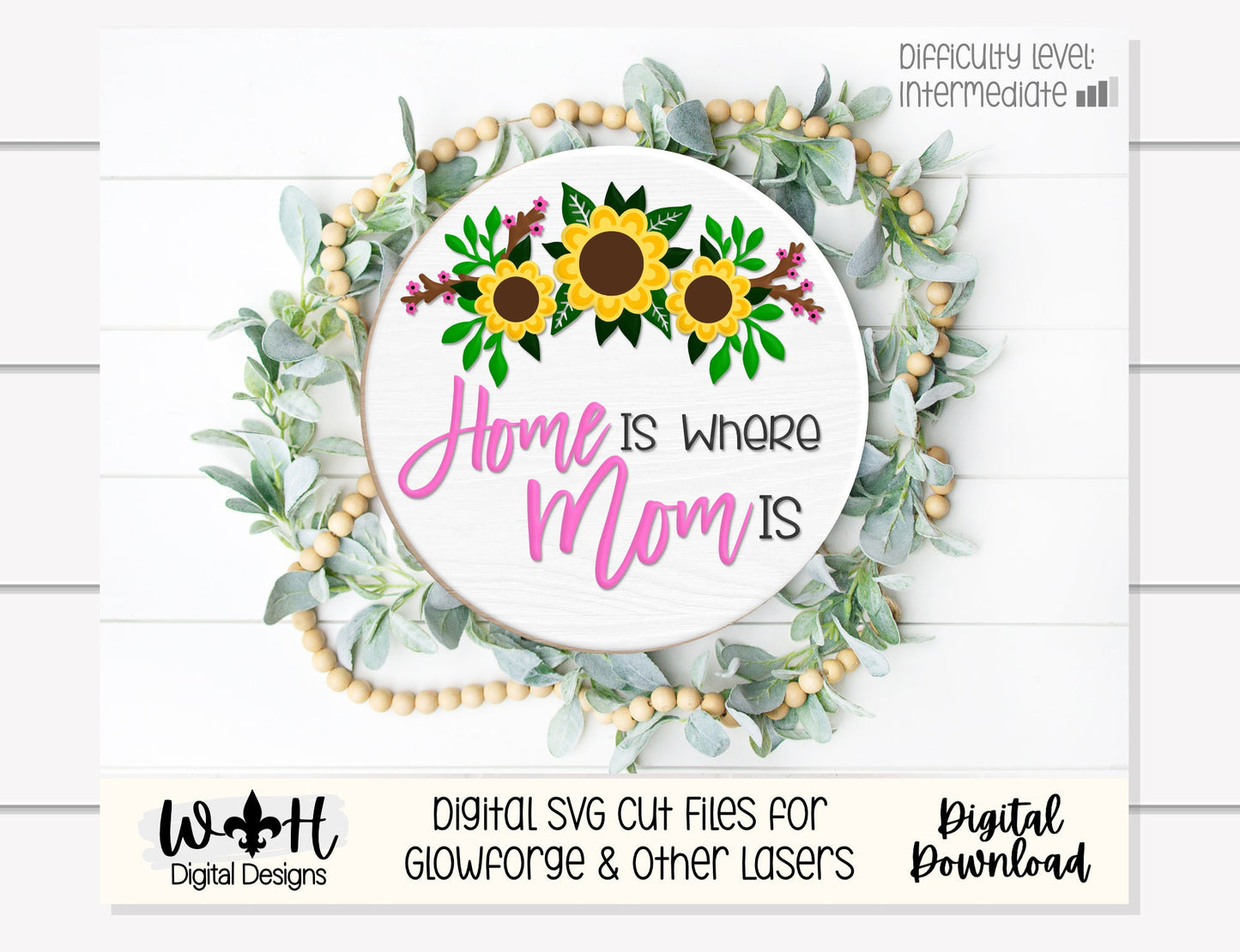 Sunflowers and Cherry Blossom Shelf Sitter - Floral Sign Making and DIY Kits - Single Line Cut File For Glowforge Laser - Digital SVG File