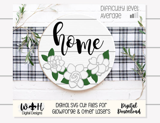 Hello Gardenia Florals - Seasonal Shelf Sitter - Spring Sign Making and DIY Kits - Layered Cut File For Glowforge Laser - Digital SVG File