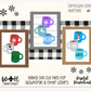 Winter Stacked Coffee Mugs Farmhouse Frame Sign Bundle - Tiered Tray Decor and DIY Kits - Cut File For Glowforge Lasers - Digital SVG File