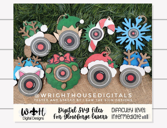 Classic Christmas Santa Cam Variety Bundle - Single Line DIY Layered Ornaments - Holiday Cut Files For Glowforge Lasers - Digital SVG File