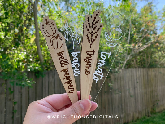 Herb and Vegetable Garden Stakes Bundle - Plant and Seed Cultivation - Garden Markers - Cut File For Glowforge Laser - Digital SVG File