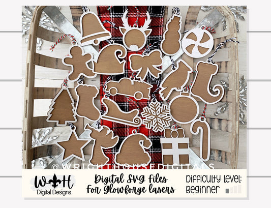 Layered Gingerbread Christmas Cookie Ornaments - Personalizable Stocking Tags - Quick Cut File For Glowforge Lasers - Digital SVG File