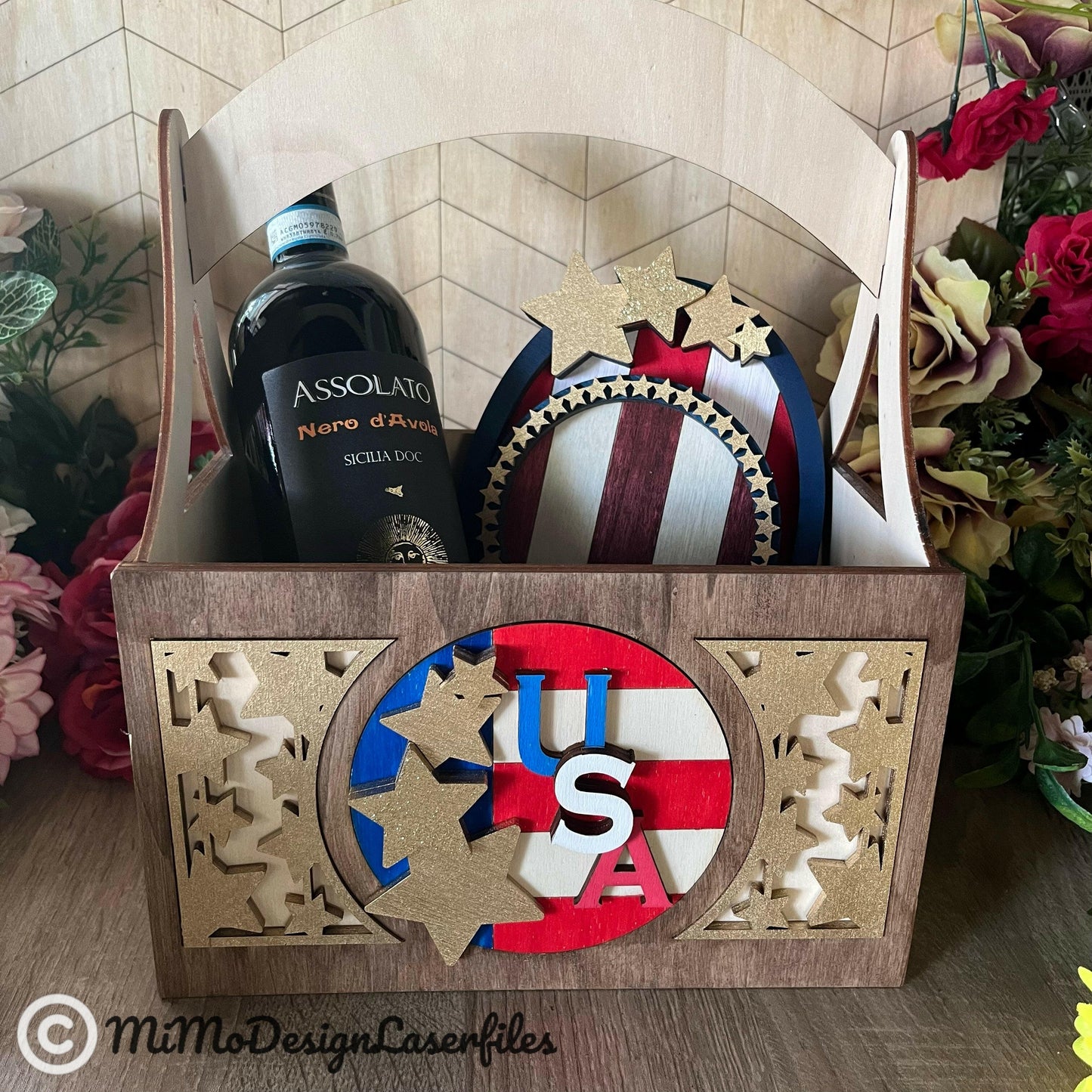 ADD ON USA Flag Patriotic design with String Stars pattern for the interchangeable baskets/boxes