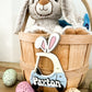 Cute Customizable Push Car With Bunny Ears Easter Basket Name Tag Laser Cut Digital File | Front & Side Views