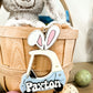 Cute Customizable Push Car With Bunny Ears Easter Basket Name Tag Laser Cut Digital File | Front & Side Views