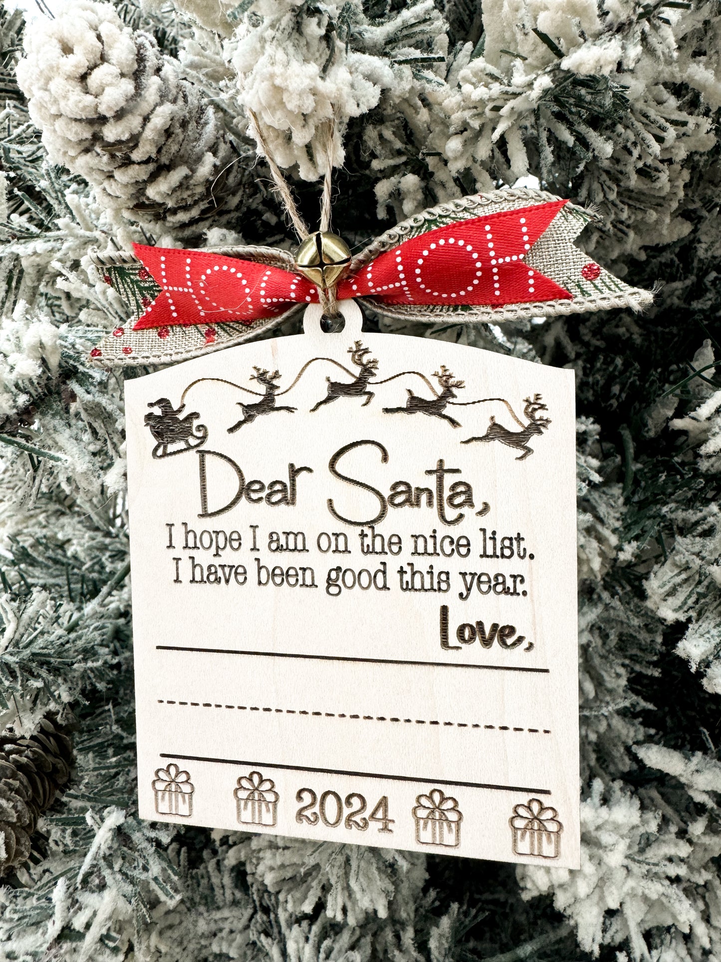 Cute Customizable Dear Santa Child's Handwriting Keepsake Christmas Ornament Laser Cut Digital File | Sign Your Own Name | Yearly Ornament