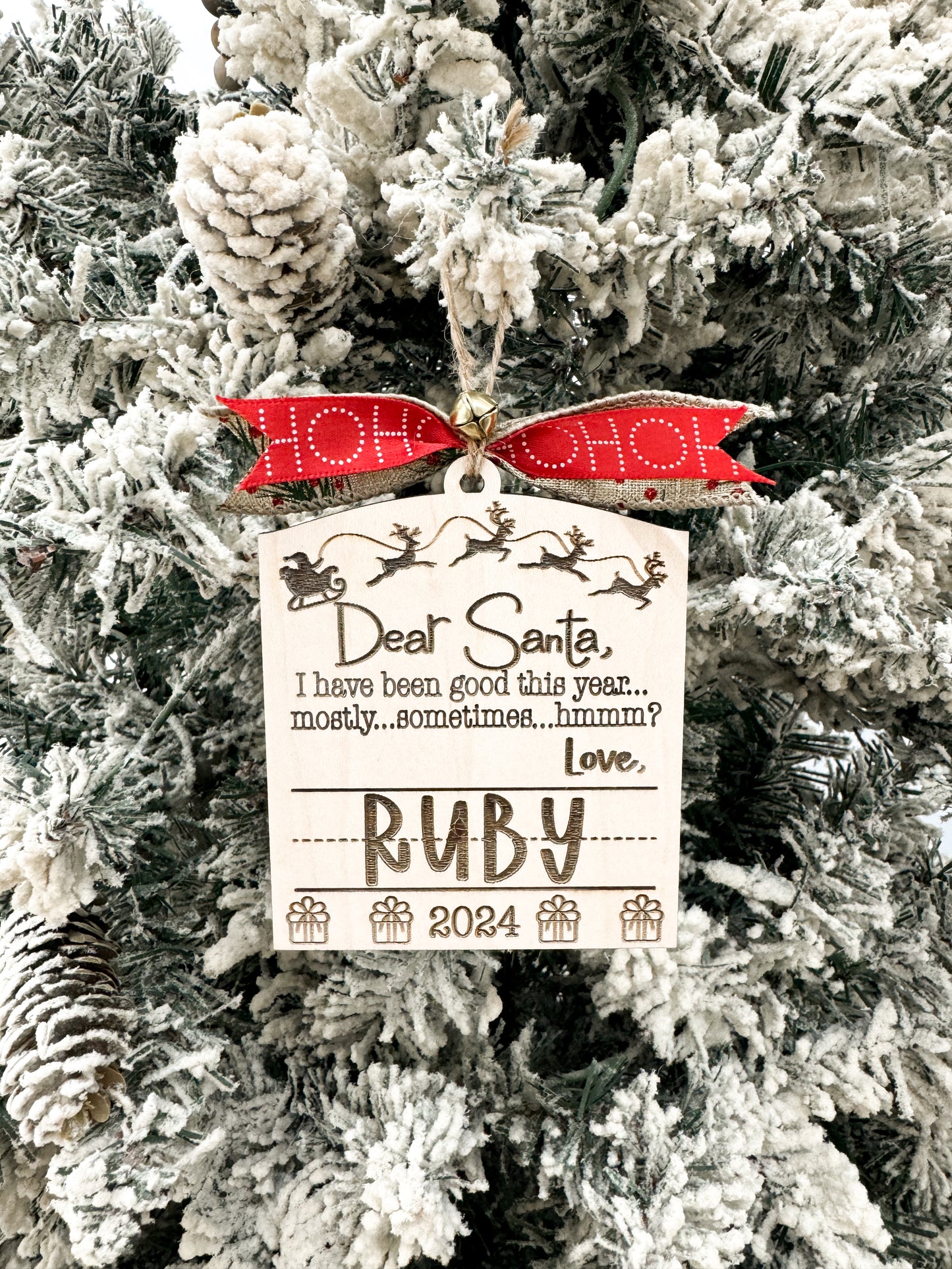 Cute Customizable Dear Santa Child's Handwriting Keepsake Christmas Ornament Laser Cut Digital File | Sign Your Own Name | Yearly Ornament