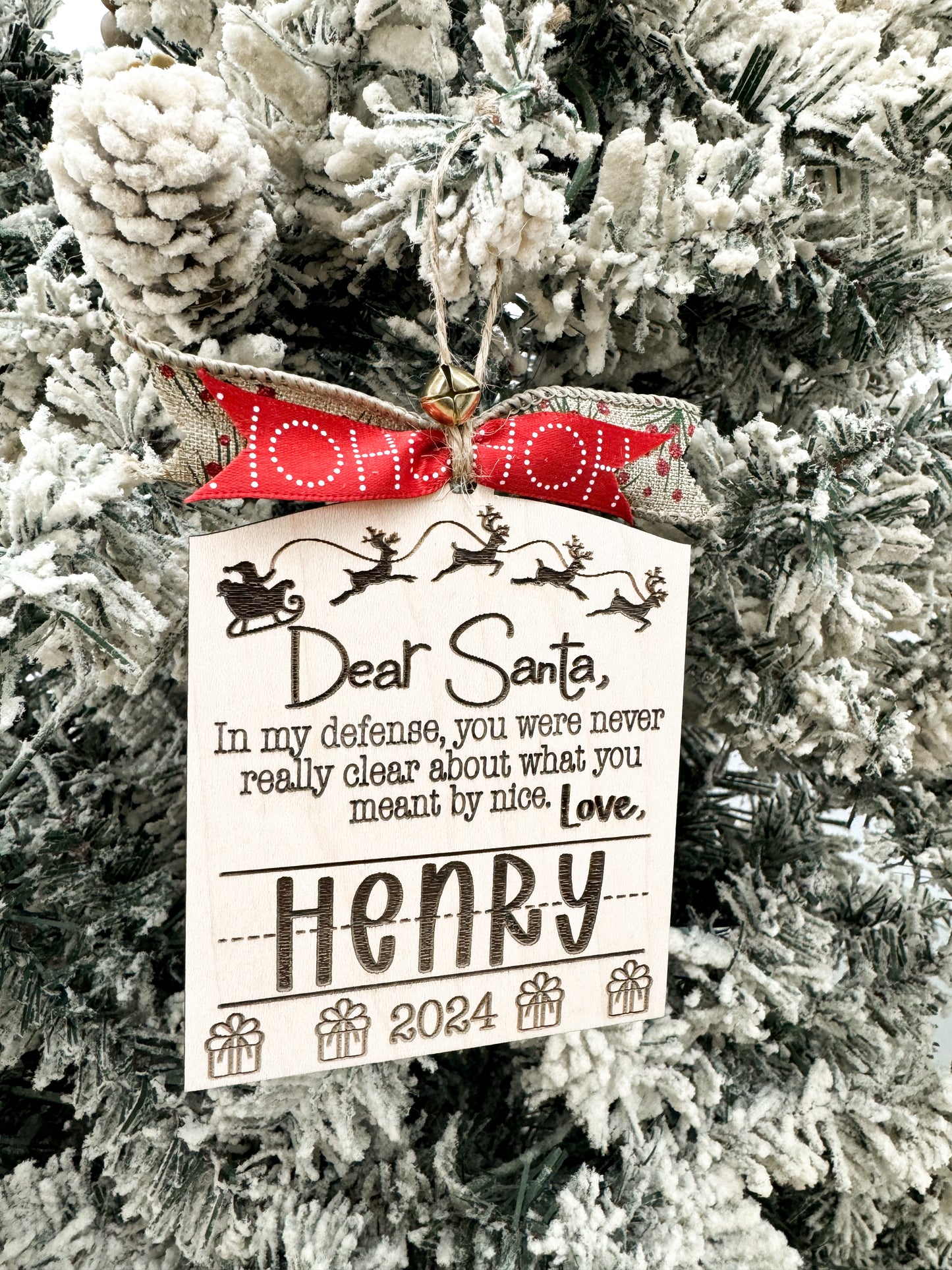 Cute Customizable Dear Santa Child's Handwriting Keepsake Christmas Ornament Laser Cut Digital File | Sign Your Own Name | Yearly Ornament