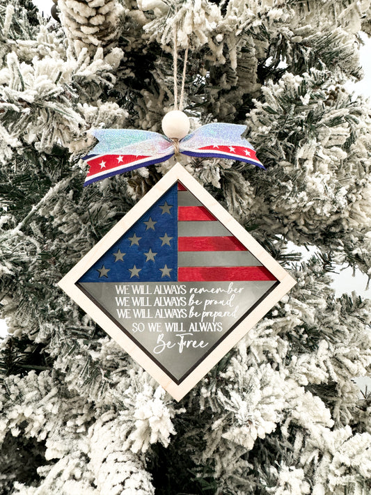 Beautiful Patriotic Acrylic Folded Flag Honor and Memorial Ornament - Charm Laser Cut Digital File | 3 Different Designs Included | Military Family